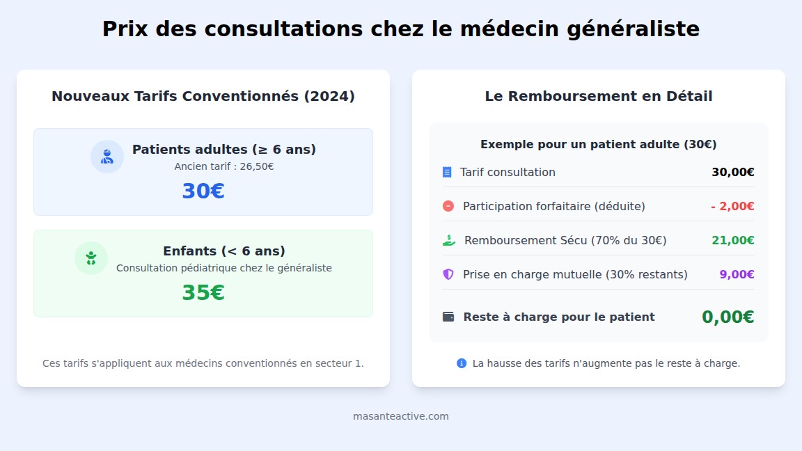 infographie Quel est le prix d'une consultation chez le médecin généraliste ?