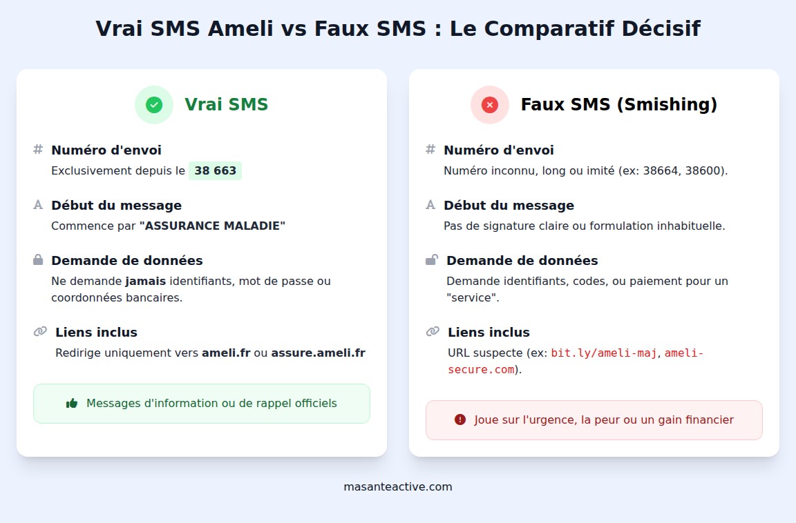infographie Comment reconnaître un faux SMS Ameli ?