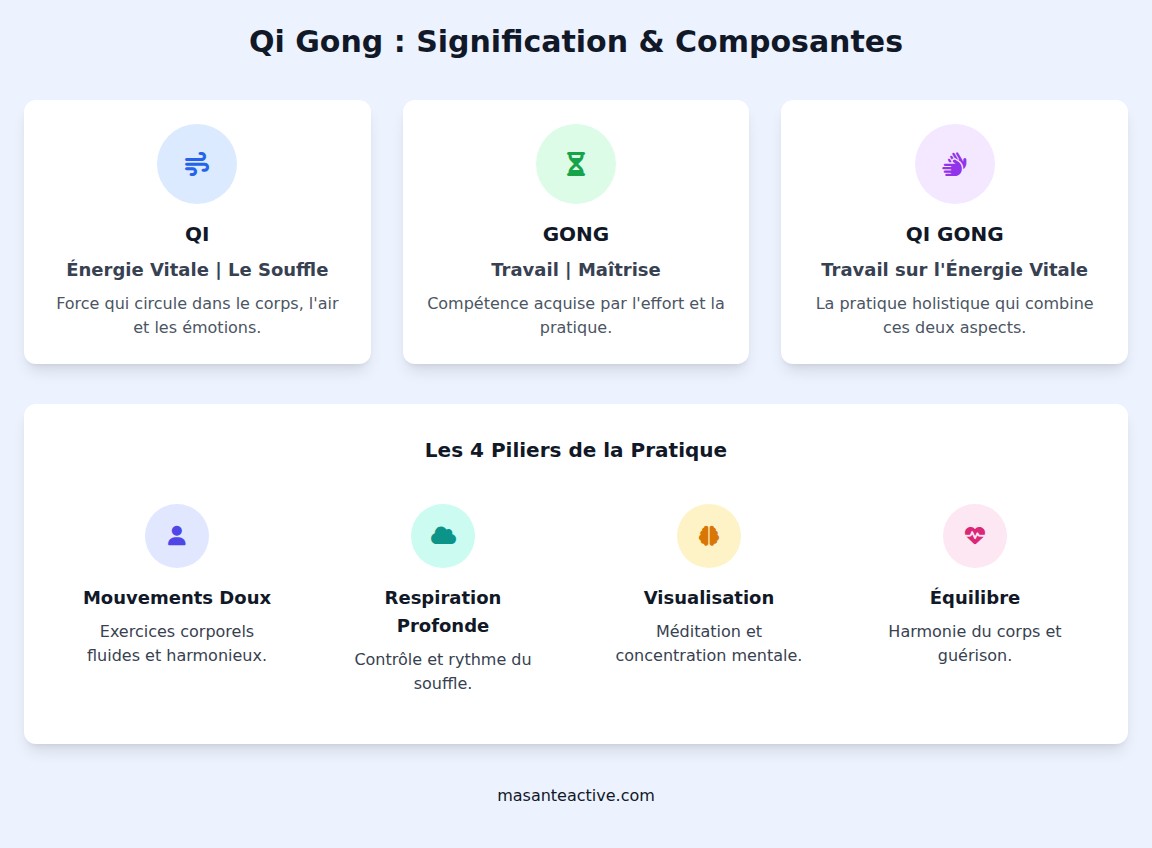 infographie Quelle est la signification du terme « Qi gong » ?